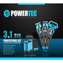 Powertec Tr-5500 Traş Makinası 3 Lü Set - 3