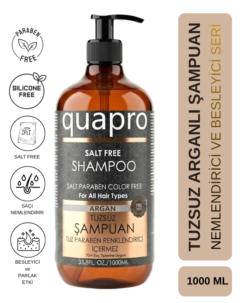 Quapro Tuzsuz Argan Şampuan 1000 ML - 1