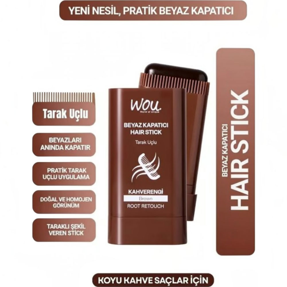 Wou Beyaz Kapatıcı Stick Tarak Uçlu Kahverengi 15 G - WOU