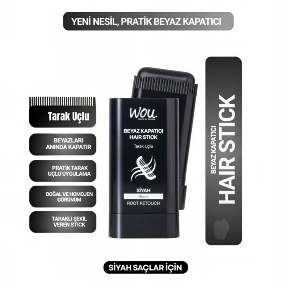 Wou Beyaz Kapatıcı Stick Tarak Uçlu Siyah 15 G - 1